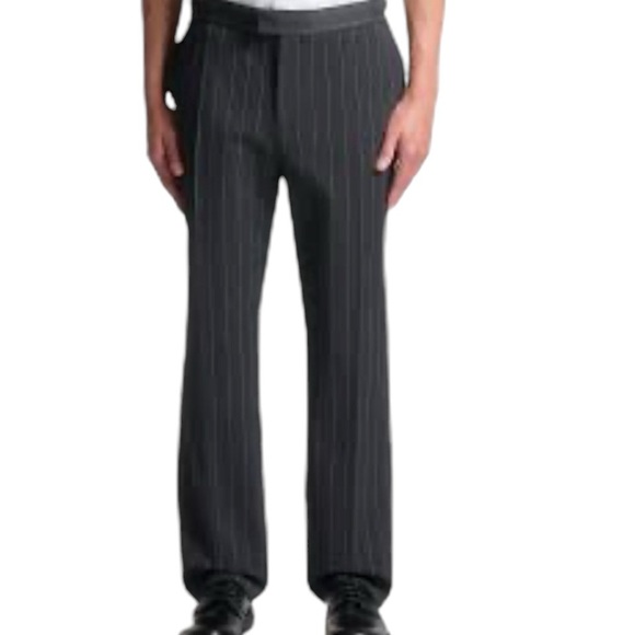 NEW Ermenegildo Zegna Pinstripe Pleat Dress Pants Grey Wool Made in Italy Sz 44